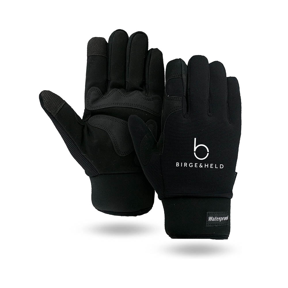 Touchscreen Waterproof Winter Lined Black Mechanics Gloves