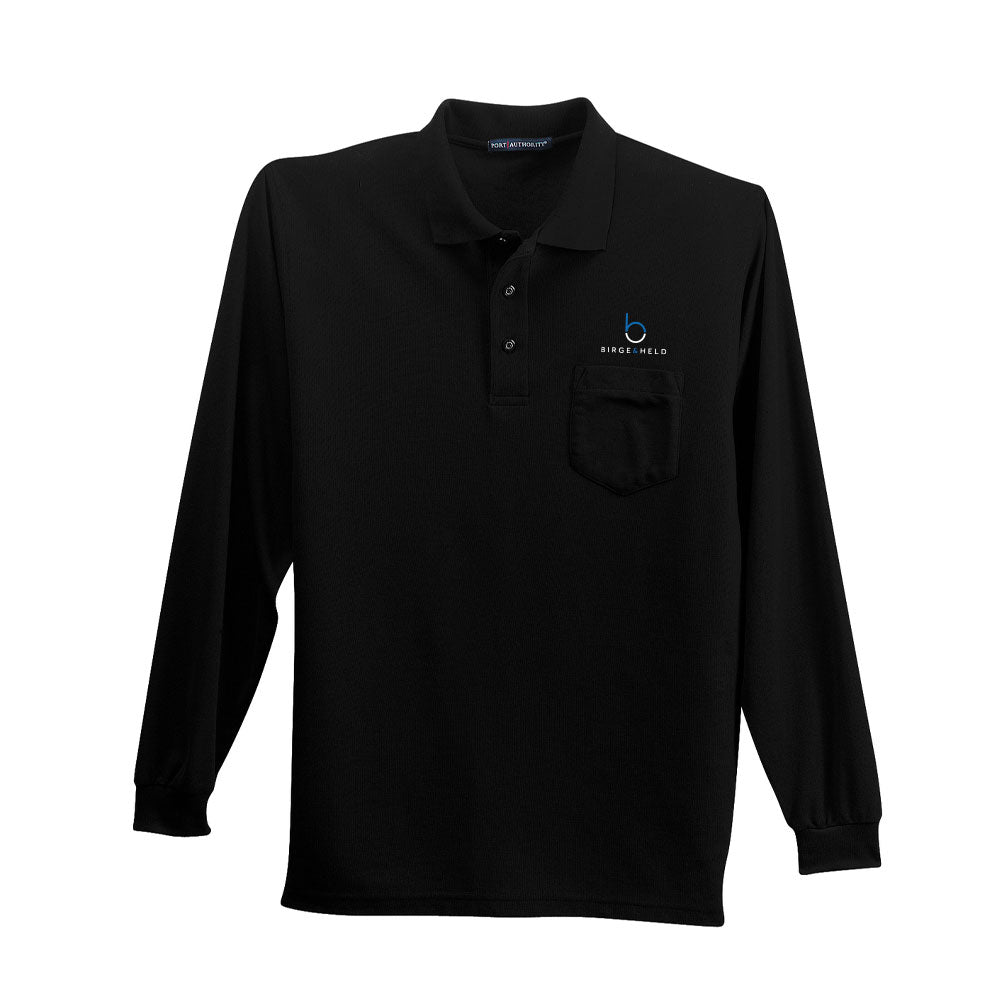 Port Authority Long Sleeve Silk Touch Polo with Pocket