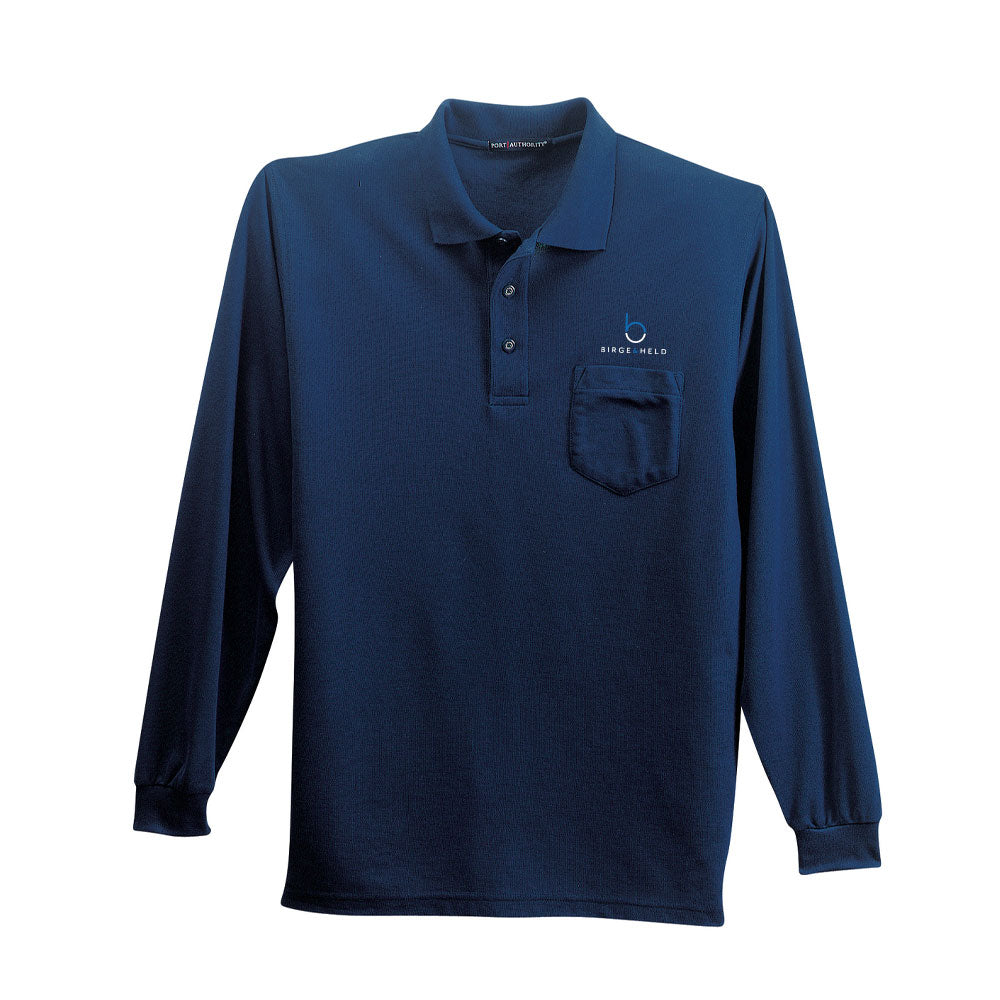 Port Authority Long Sleeve Silk Touch Polo with Pocket